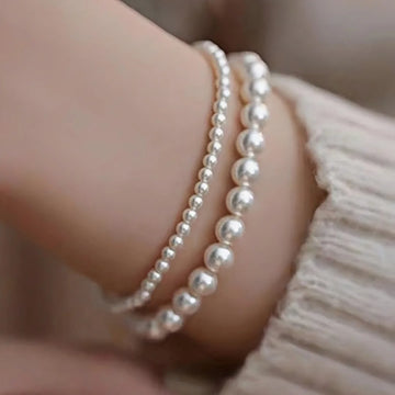 Fashion Multi-layer Pearl Bracelet For Women French Vintage White Acrylic Bead Bulb Bracelet Trendy Party Jewelry Accessories