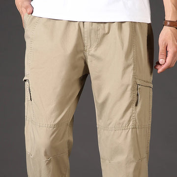High Quality Men's Trousers Cargo Pants Zipper Pockets Elastic Waist with Banding Casual Sports Hiking Training Dungarees