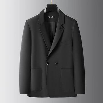 High-quality men's fashionable and stylish solid color, fat and plus-size business Korean-style expanded single-breasted commute