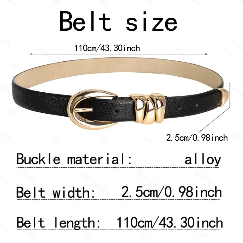 New Luxury Women's Belt Leisure Fashion High-quality Golden Buckle Belt Design Waist Strap Belt，With Jeans、Skirt，For Ideal Gifts