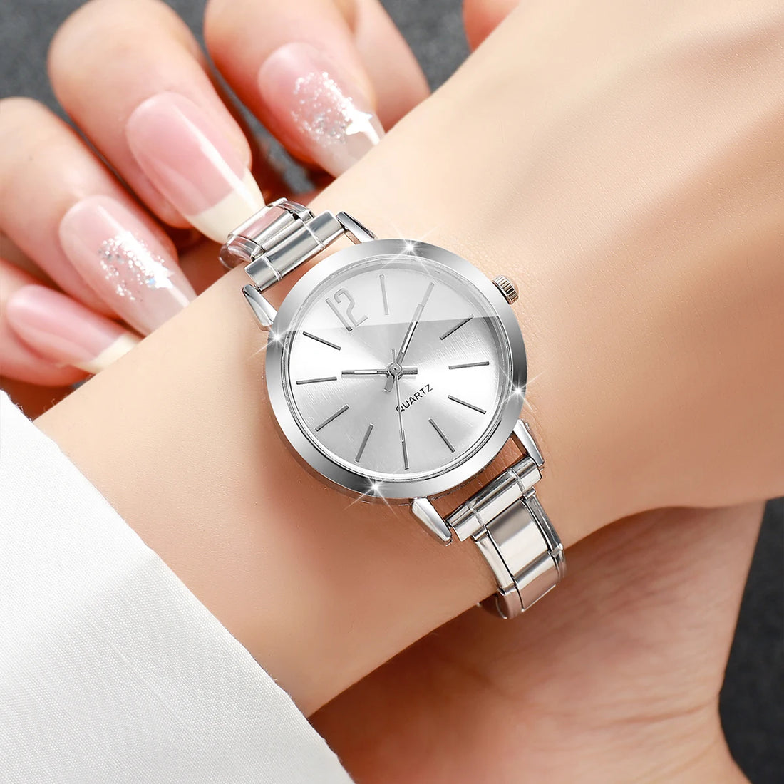 Fashion Simple Alloy Thin Strap Analog Quartz Watches Ladies Casual Arabic Dial Wristwatch Relogio Feminino(Without Box)