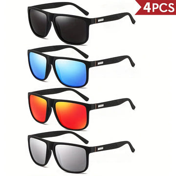 1-4Pcs/setFashion Vintage Square Sunglasses Men Fishing Driving Man Luxury Brand Designer Sun Glasses Anti-Glare UV400 Eyewear