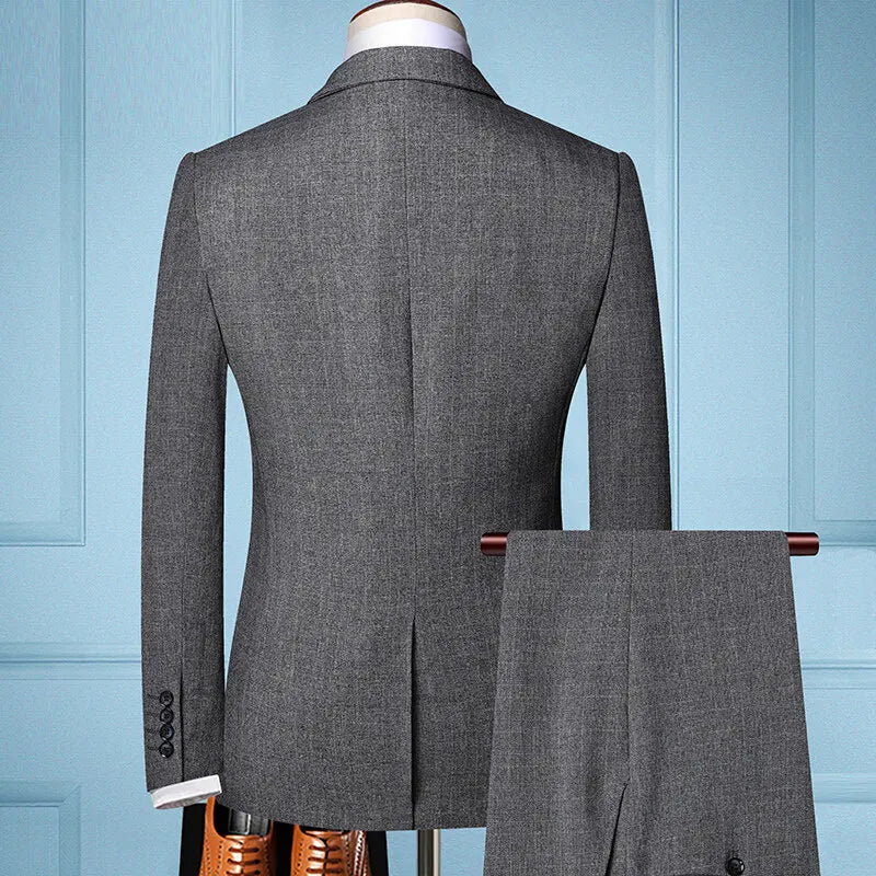 Men's Spring and autumn Korean version slim (suit + vest + trousers) business groom wedding dress three-piece set