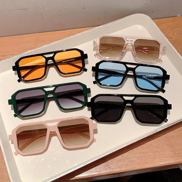 2025 Ins Vintage Square Sunglasses for Men Women Fashion Retro Double Bridge Sun Glasses Eyewear Trendy Design UV400 Shades