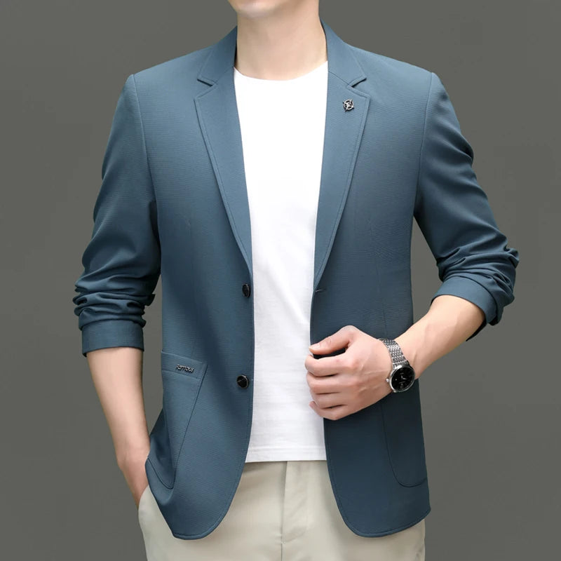 High-quality Spring and Autumn new style suit, fashionable and handsome men's Little Waffle business casual single jacket