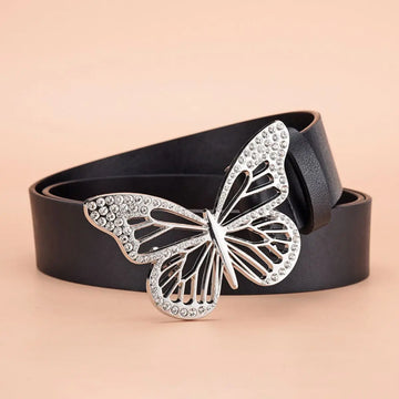Women's Belt Fashion Butterfly Buckle Belt High quality PU Belt Paired Jeans Skirt Belt Cheap Belt, Gift for Girlfriend and Mon