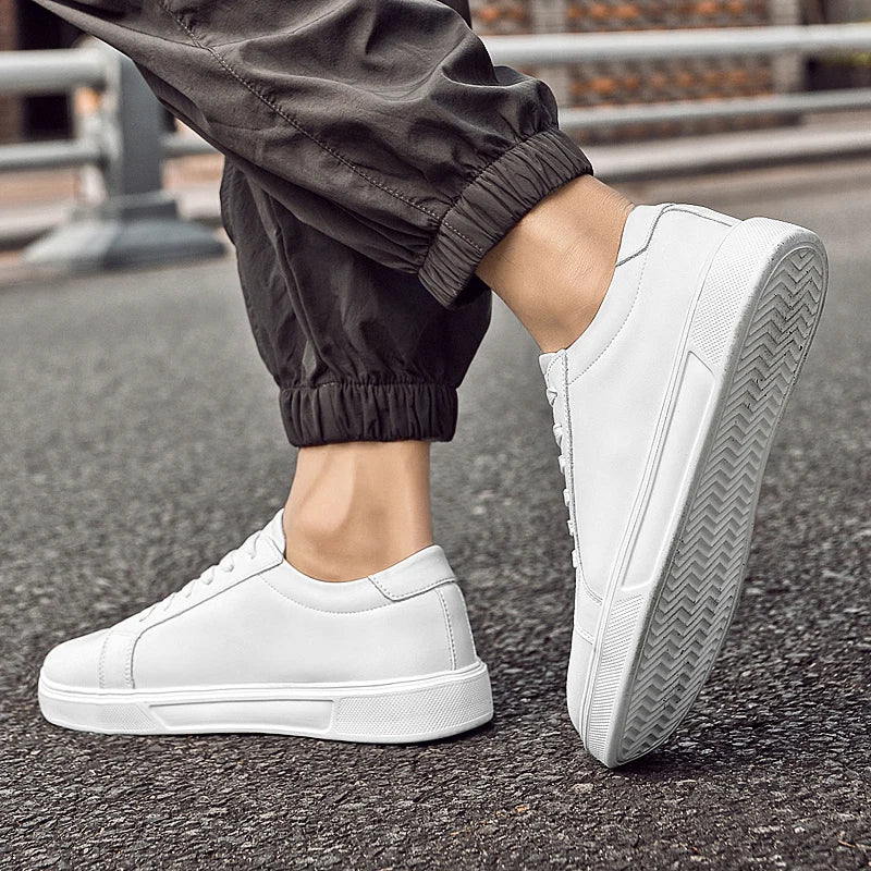 All-match Men's Skate Shoes Genuine Leather Men's Sneakers Breathable Leisure Walk Footwear High Quality Men Casual Driving Shoe