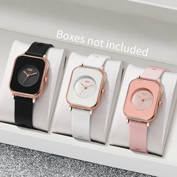 3/6PCS Women Watches Set Fashion Square Quartz Watch Casual Silicone Band Wristwatches for Women Gift Reloj Mujer（Without Box）
