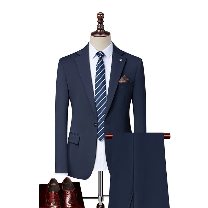 2025 High quality business casual (suit + trousers) Stylish and handsome stylish banquet two-piece set