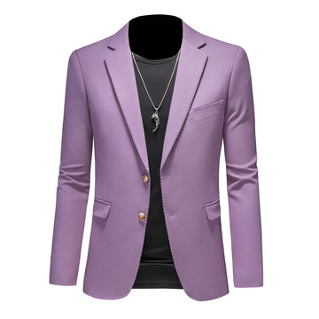 High-quality new men's fashionable, stylish and versatile casual suit, fitted suit, solid color single Western jacket top