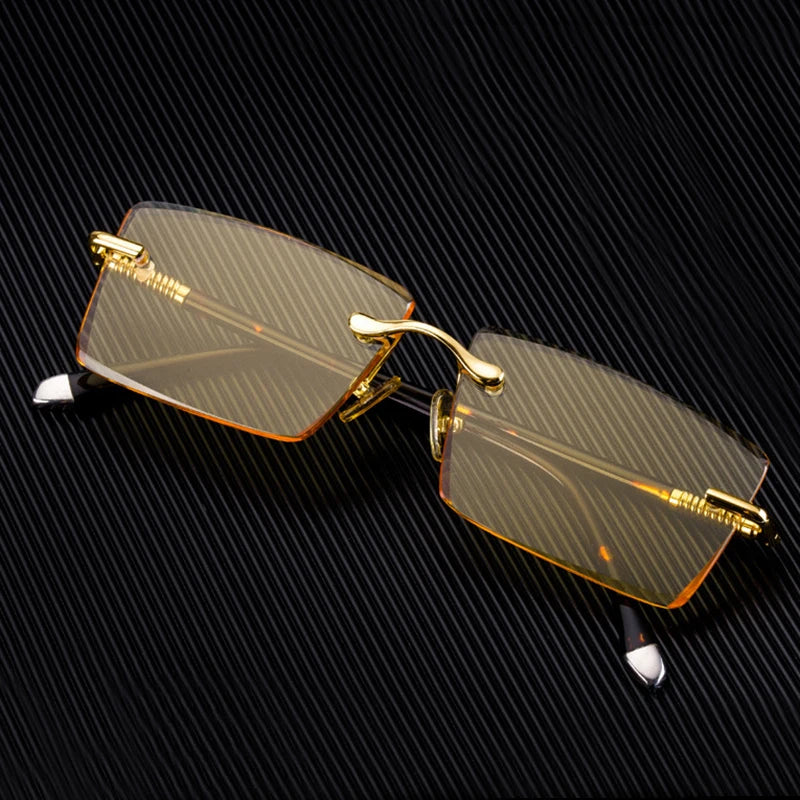 Natural Crystal Sunglasses Man Rimless Glass Sunglasses Woman Luxury Brand Vintage Acetate Frame Mineral Lens Anti Scratch