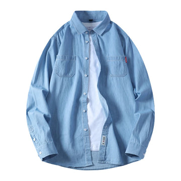 High-quality, fashionable and stylish solid-color autumn new versatile outerwear for teenagers, pure cotton denim long-sleeved s