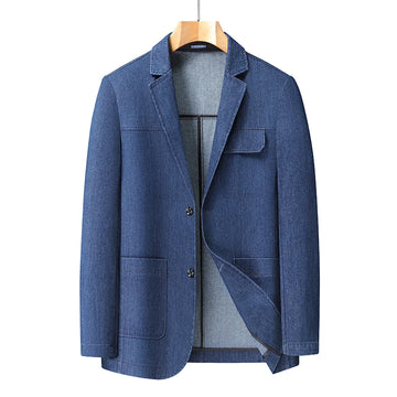 High-quality, fashionable and stylish autumn and winter new solid-color denim men's suit with plus-size denim top