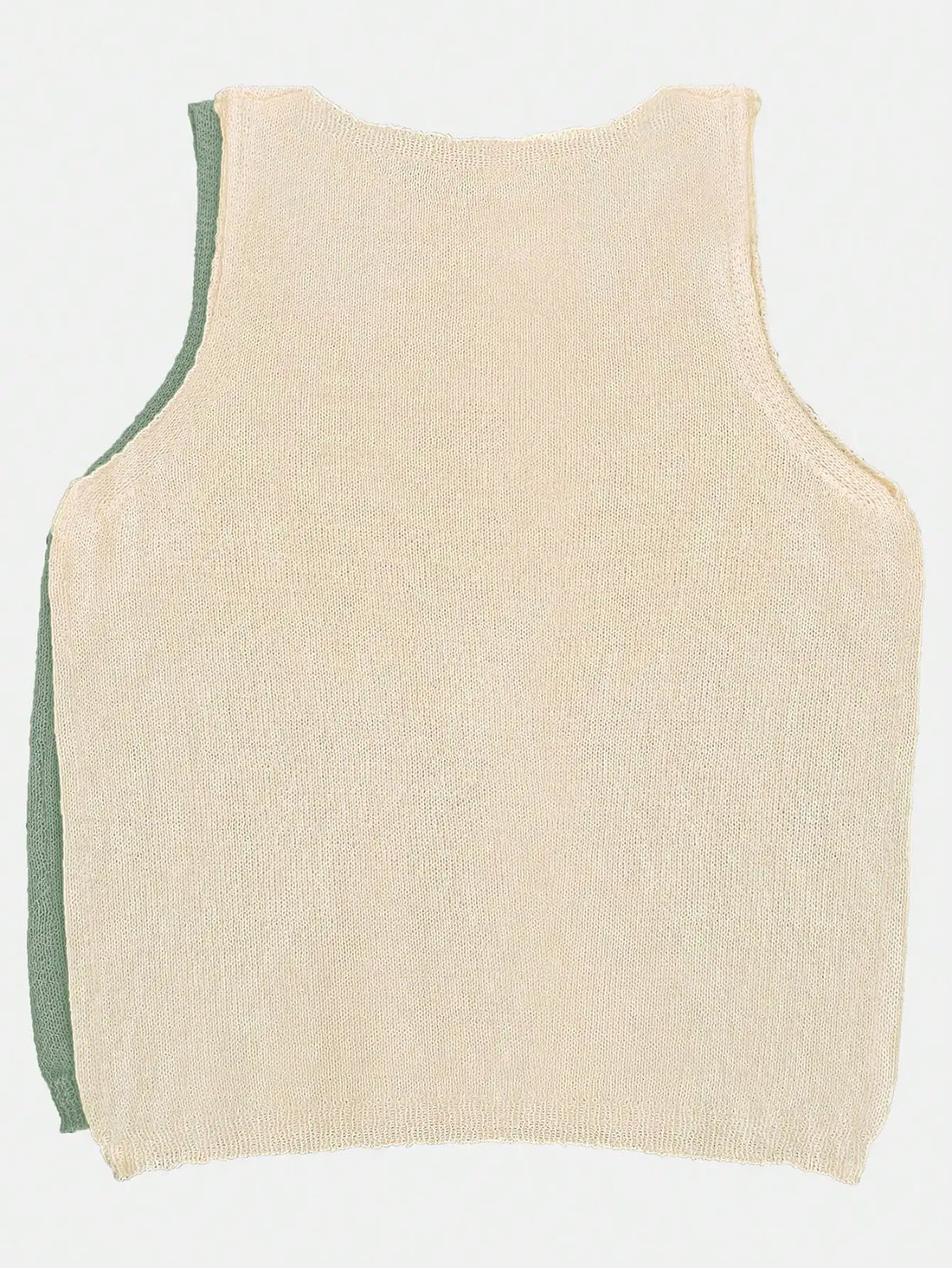 Solid Color Round Neck Semi-Transparent Simple Versatile Casual Loose Woolen Vest Two-Piece Set