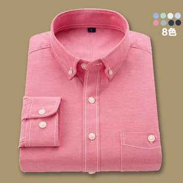 High-quality, fashionable, stylish and versatile solid-color autumn casual youth Oxford fabric men's long-sleeved shirt