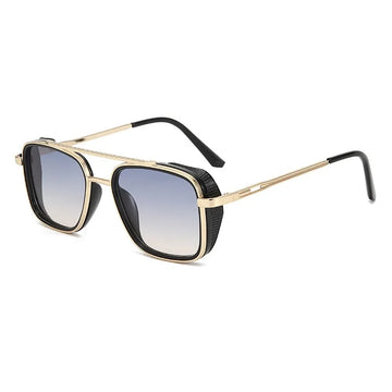 Vintage Square Sunglasses - Metal Frame Gradient Punk Shades, UV400