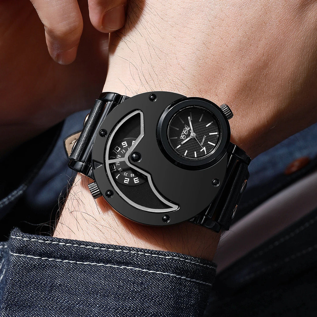 Luxury Big Dial Men Sports Watches Casual Leather Strap Analog Quartz Wristwatch for Man Clock Reloj Hombre (WithoutBox)