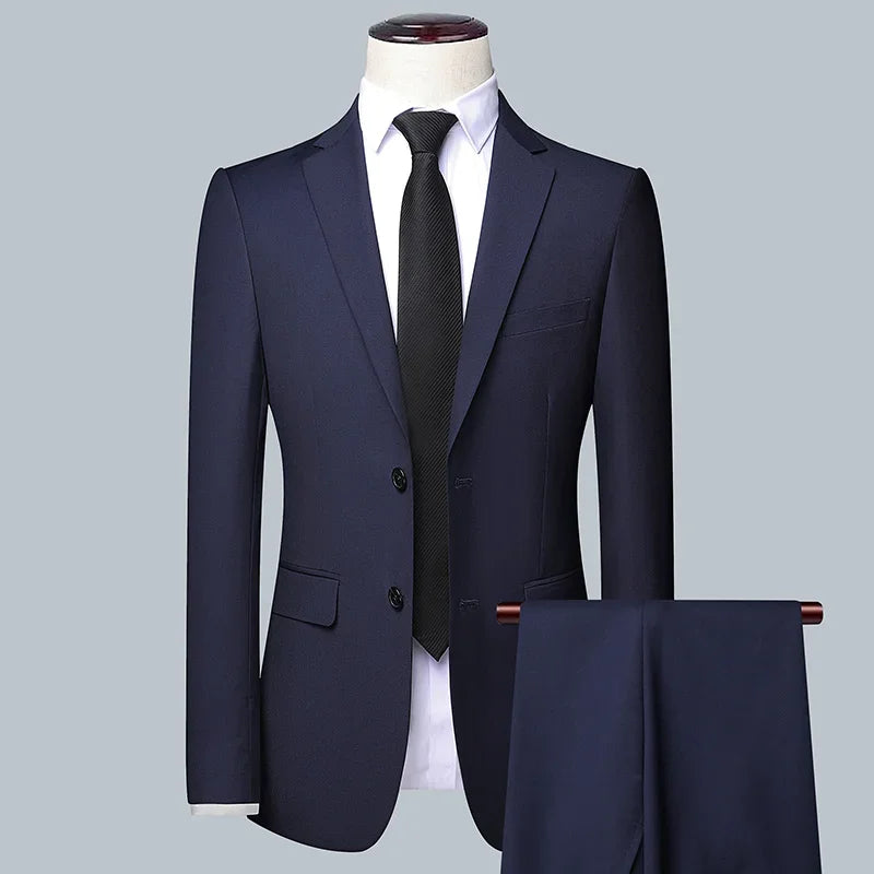 Men's Solid Color Business Suit 2025 High Quality Fashion Banquet Wedding Trend Groom Best Man Single 3/2