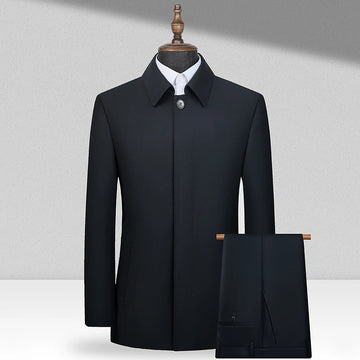 The new four-season men's formal suit is a slimming, fashionable and stylish business casual men's windbreaker two-piece set
