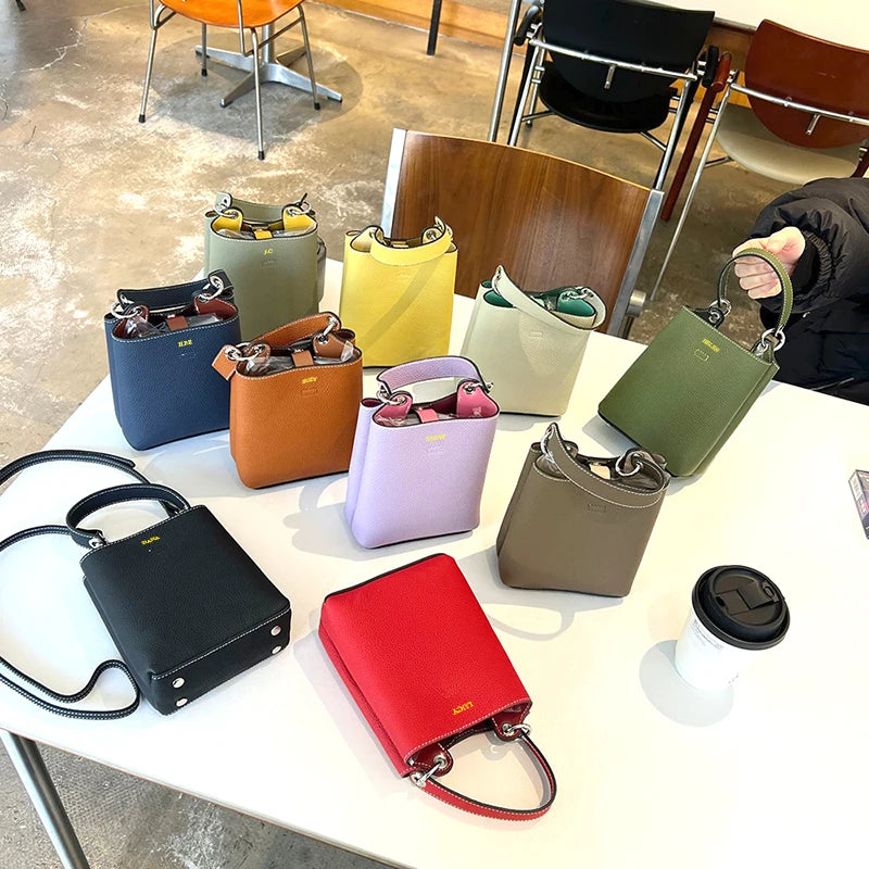 Cowhide Custom Name Crossbody Bag Fashion Spring Summer New designer luxury handbags For Woman Large Capacity Party Bucket Bags