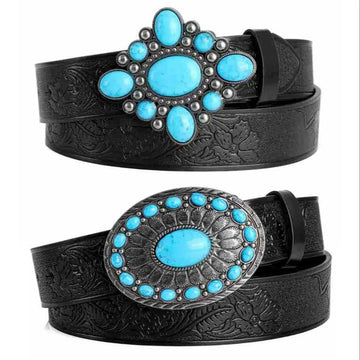 Women's Belt Bohemian Style Belt Vintage Inlaid Turquoise Belt Hip Hop Punk Rock Y2K Style Fashionable Male Belt，For Ideal Gifts