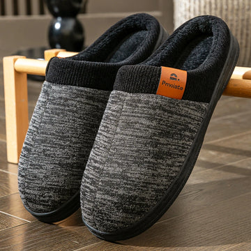 Winter Slippers for Men TPR Non Slip Memory Foam Warm Soft Durable Casual Cushion Patchwork Indoor Shoes