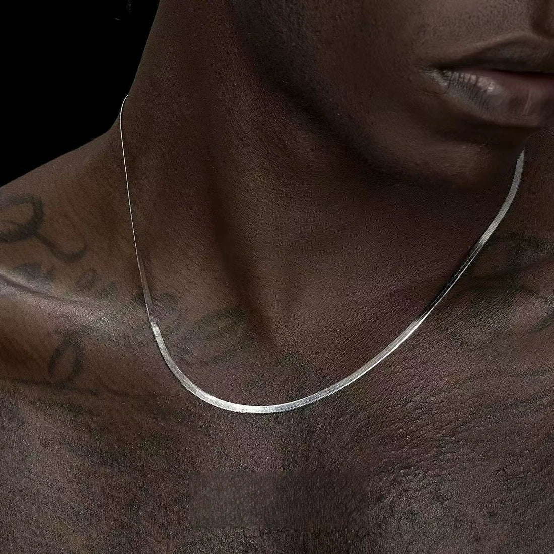 3MM Stainless Steel Flat Snake Chain Necklace Hip Hop Simple Titanium Steel Men Necklace Fashion Jewelry Necklace For Women