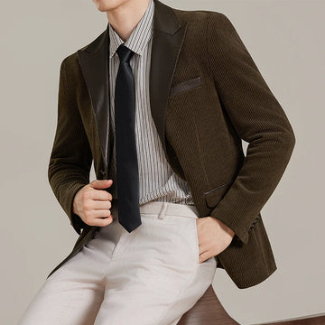 High-quality men's stylish business Korean-style fitted suit, Chenille patchwork fashionable casual suit jacket