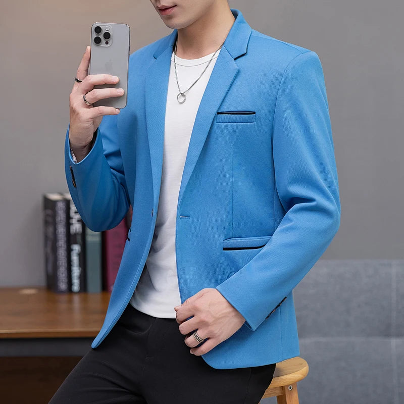 High-quality suit spring and autumn jacket, trendy single Western men's wear, new stylish suit for casual men, Korean-style slim