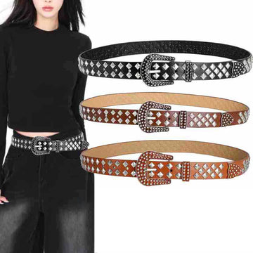Men's and Women's Belt Fashion Rivet Punk Style, Vintage Carved Buckle PU Leather Belt,Subculture Hip-Hop Y2k Belt,For Men Women