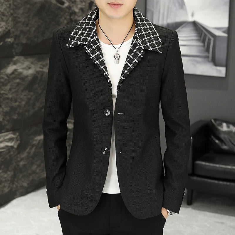 High-quality autumn new men's small suit, Korean-style slimming and trendy hairstylist, social young man's small coat