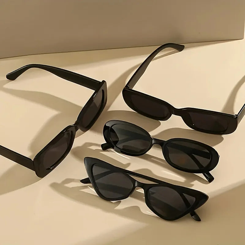 4PCS Party Women Sports Glasses Vintage Mirrored Cat Eye Sunglasses Retro Small Frame UV400 Eyewear Fashion Ladies Driver Goggle
