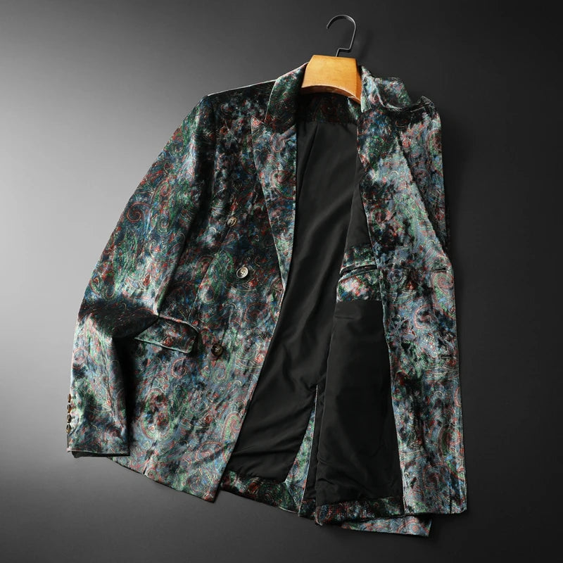 High-quality autumn velvet men's British-style fashionable business cool, versatile, trendy casual and fitted suit