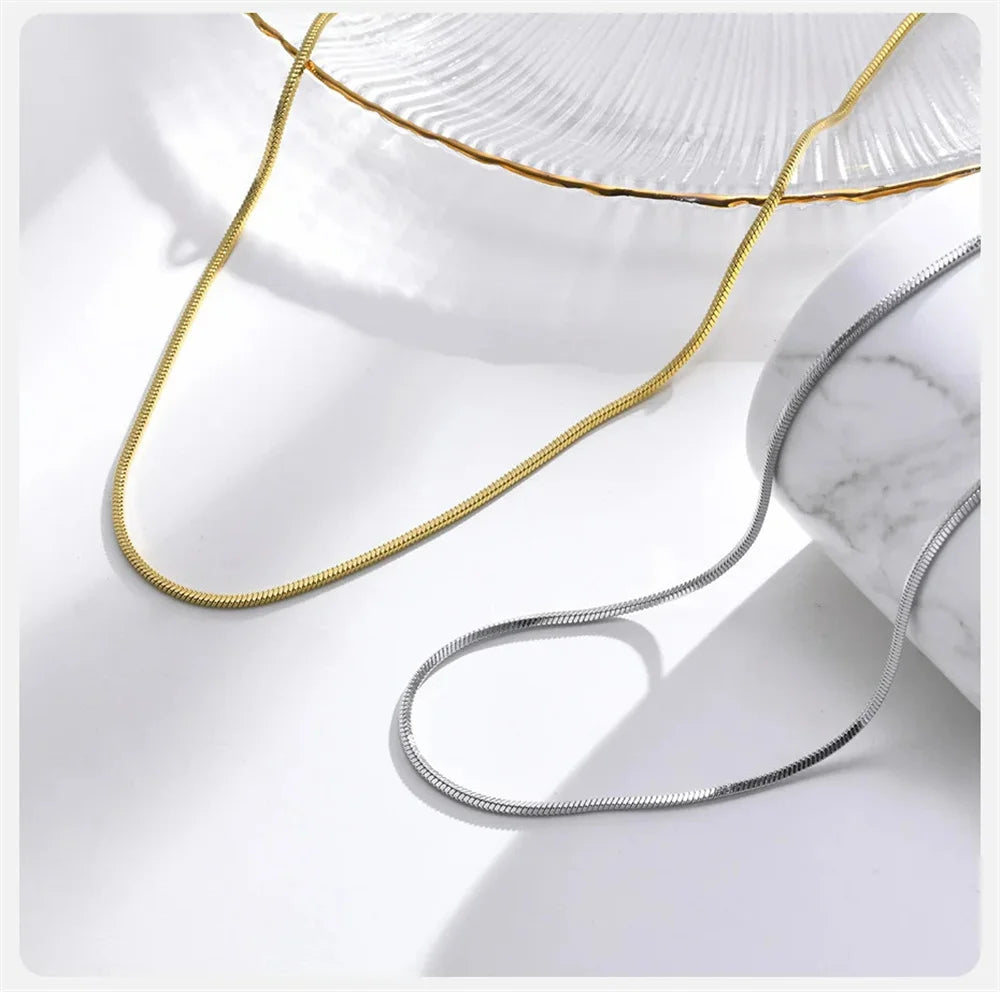 1.2mm Stainless Steel Square Snake Bone Chain Necklace Hip Hop Men Clavicle Chain Necklace Fashion Street Jewelry Accessories