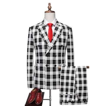 High-quality men's slimming, fashionable, cool, versatile and trendy business casual wedding British-style two-piece suit set