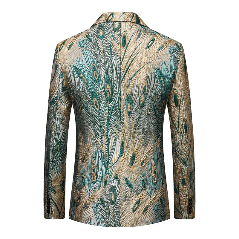 High-quality, fashionable, stylish, versatile and trendy peacock tail men's suit jacket for autumn and winter, casual suit