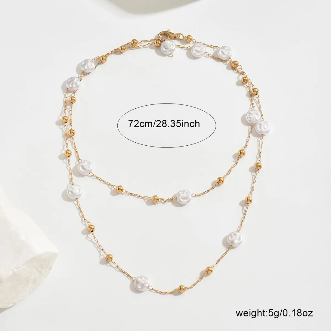 Lariat Pearls Long Chain Necklace For Women, Y-shaped Drop Necklace, Stainless Steel Link Simple Jewelry