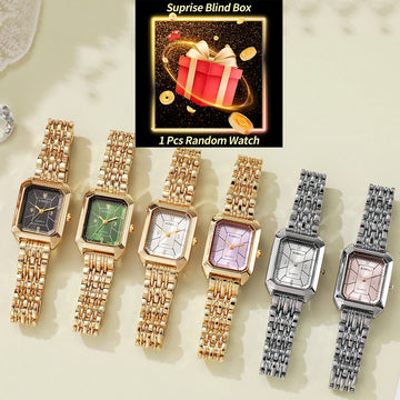 1PC Surprise Mystery Watch Blind Box-Fashion Rectangle Women Quartz Watch Ladies Stainless Steel Strap Watches Girls Clock Gift