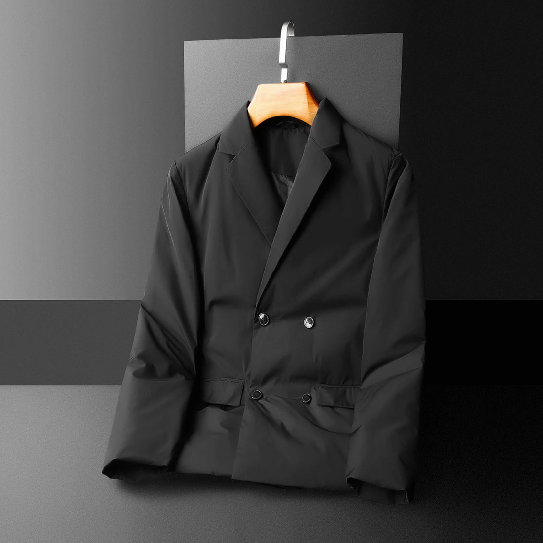 High-quality men's fashionable and stylish down jacket suit collar business white duck down light mature style suit