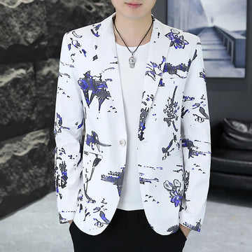 Spring and autumn small suit Korean-style slimming non-mainstream individual coat, youth individual printed small suit trendy to