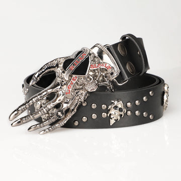 Gothic Punk Leather Y2k Belt For Women Men Skull Metal Buckle Waist Strap Designer Luxury Female Jeans Trouser Decorative Belts