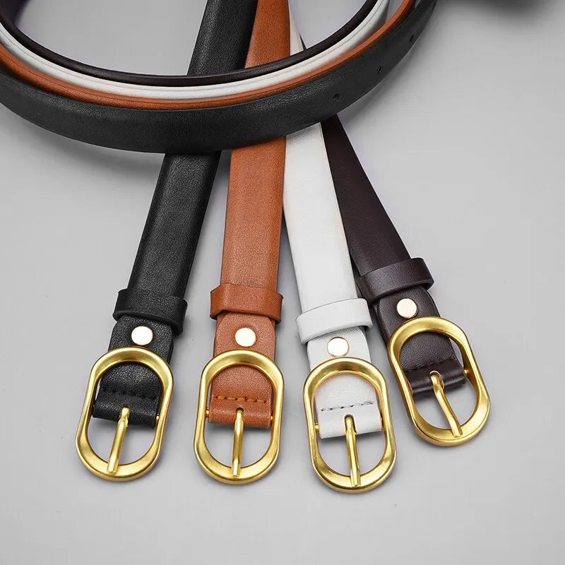 New Women's Belt Trend Golden Buckle Belt Personalized Decoration Paired with Long Pants Jeans Belt Soft Cheap Belt Youth Belt