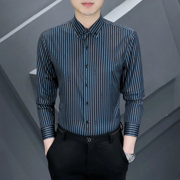 High-quality autumn new style, fashionable, stylish, versatile and trendy business casual striped long-sleeved shirt