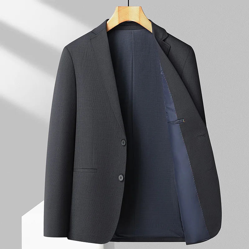 New men's fashionable and stylish solid-color suit, business casual dad wear, high-end quality lapel two-button middle-aged jack