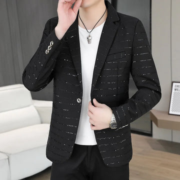 High-End Sequined Diamond-Encrusted Fashionable Young Autumn Jacket Trendy Glittering Men's Casual Coat for Special Occasio