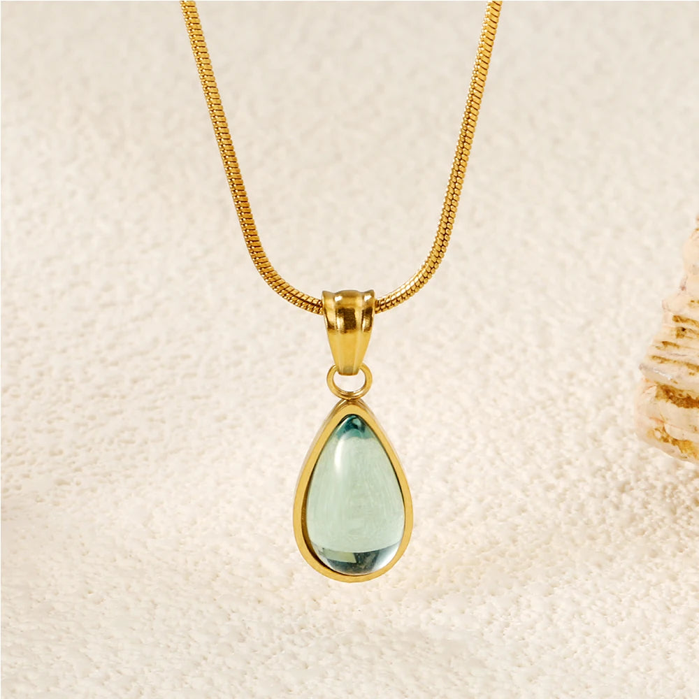 Light Luxury Elegant Women's Stainless Steel Flower, Natural Crystal Pendant Necklace Charm Romantic jewelry