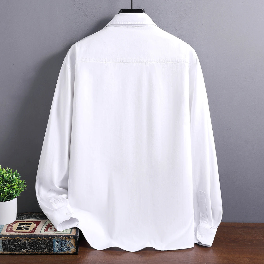 Simple men's fashion, cool and versatile, trendy solid color business shirt, autumn new style, lapel, long-sleeved, casual