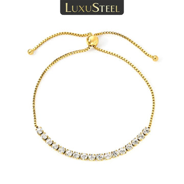 LUXUSTEEL Simple Women's Stainless Steel White Diamond Bracelet Elegant for Daily Wear, Sweet and Fashionable Jewelry Waterproof