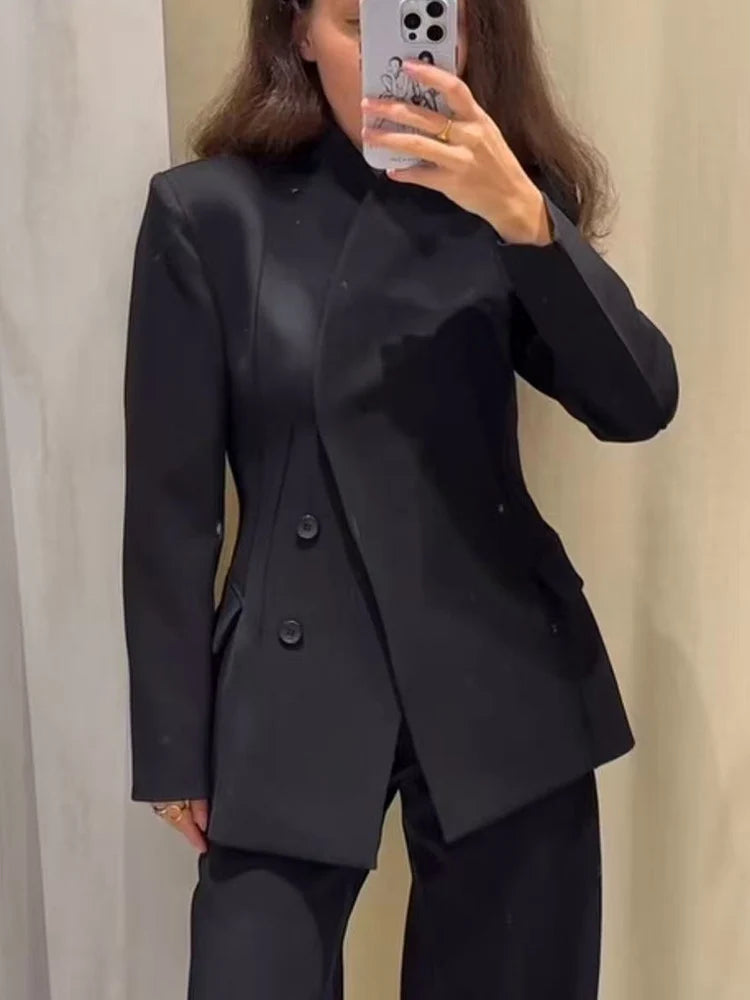 Fall New Women's Blazer Coat Fashion Slimming Leisure Pocket Jackets Top 2025 Elegant Chic Solid Female Commuter Clothing
