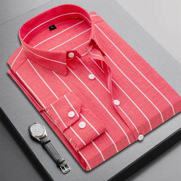 High-quality autumn young business men's fashionable, stylish, versatile and trendy long-sleeved striped shirt for casual banque